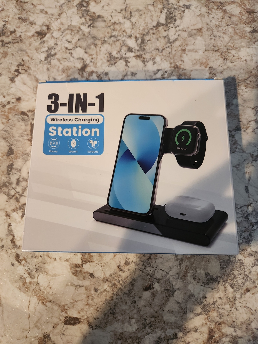 3-in-1 Wireless Charging Station for Phone, Watch & Earbuds - Black